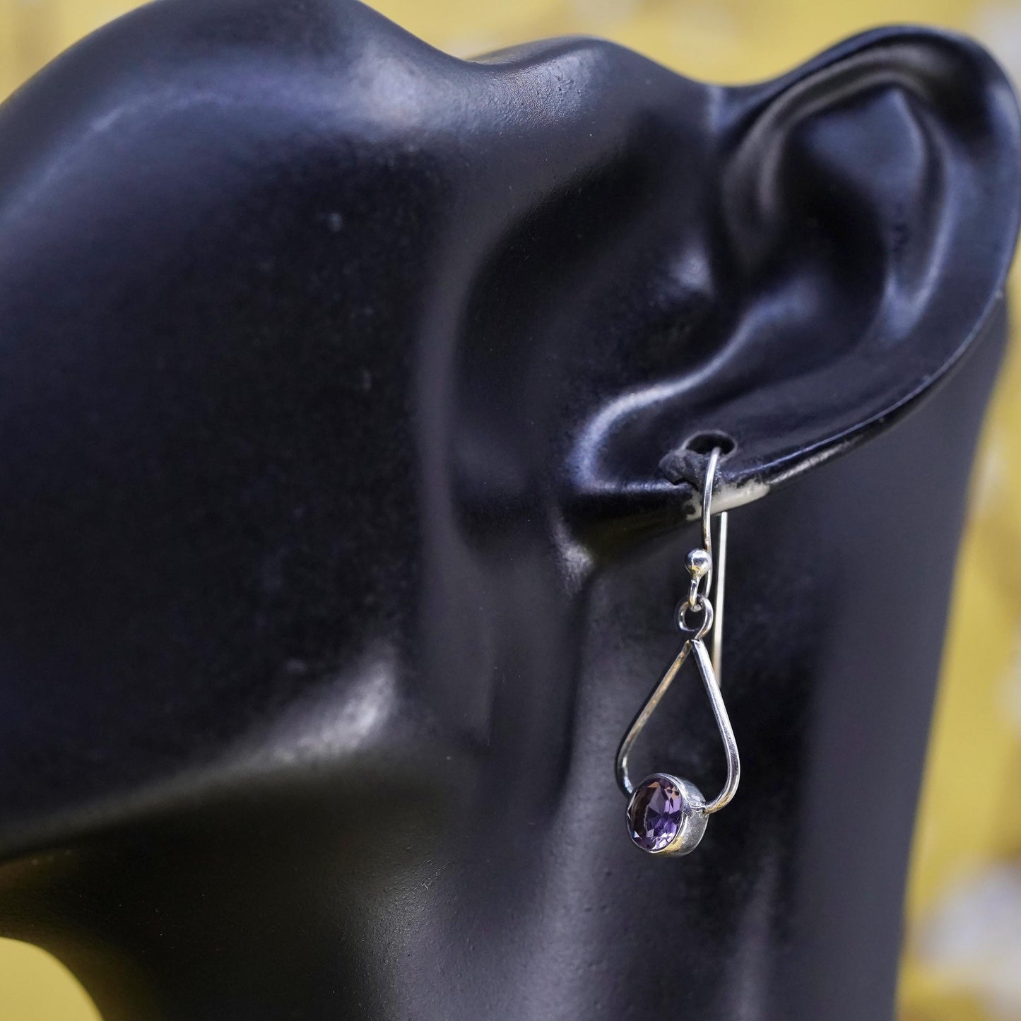 Vintage Sterling 925 silver handmade earrings with amethyst