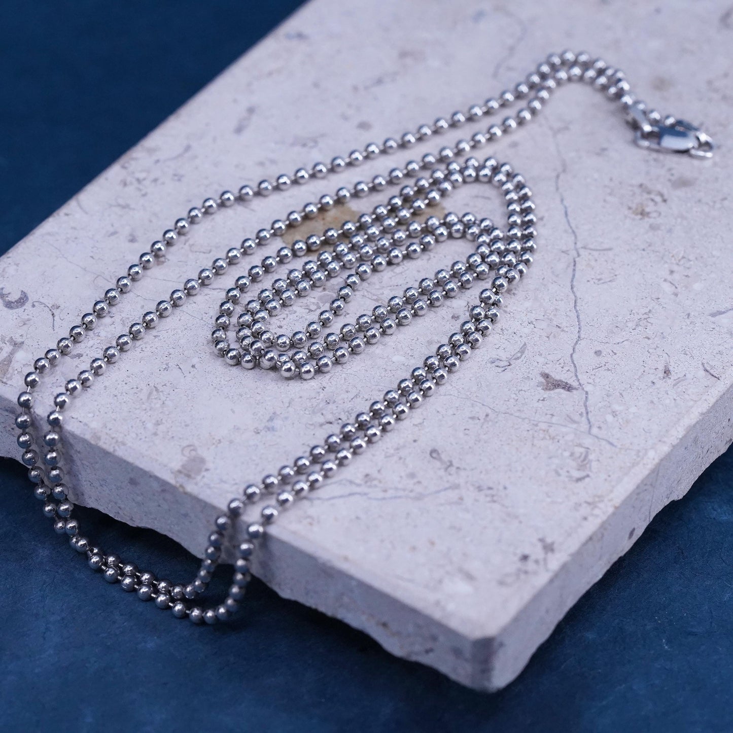 36" Sterling silver handmade extra long sweater necklace, 925 bead chain