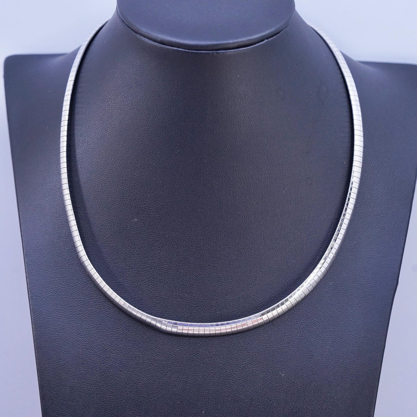 17" Italian Sterling silver handmade necklace, solid 925 silver omega chain