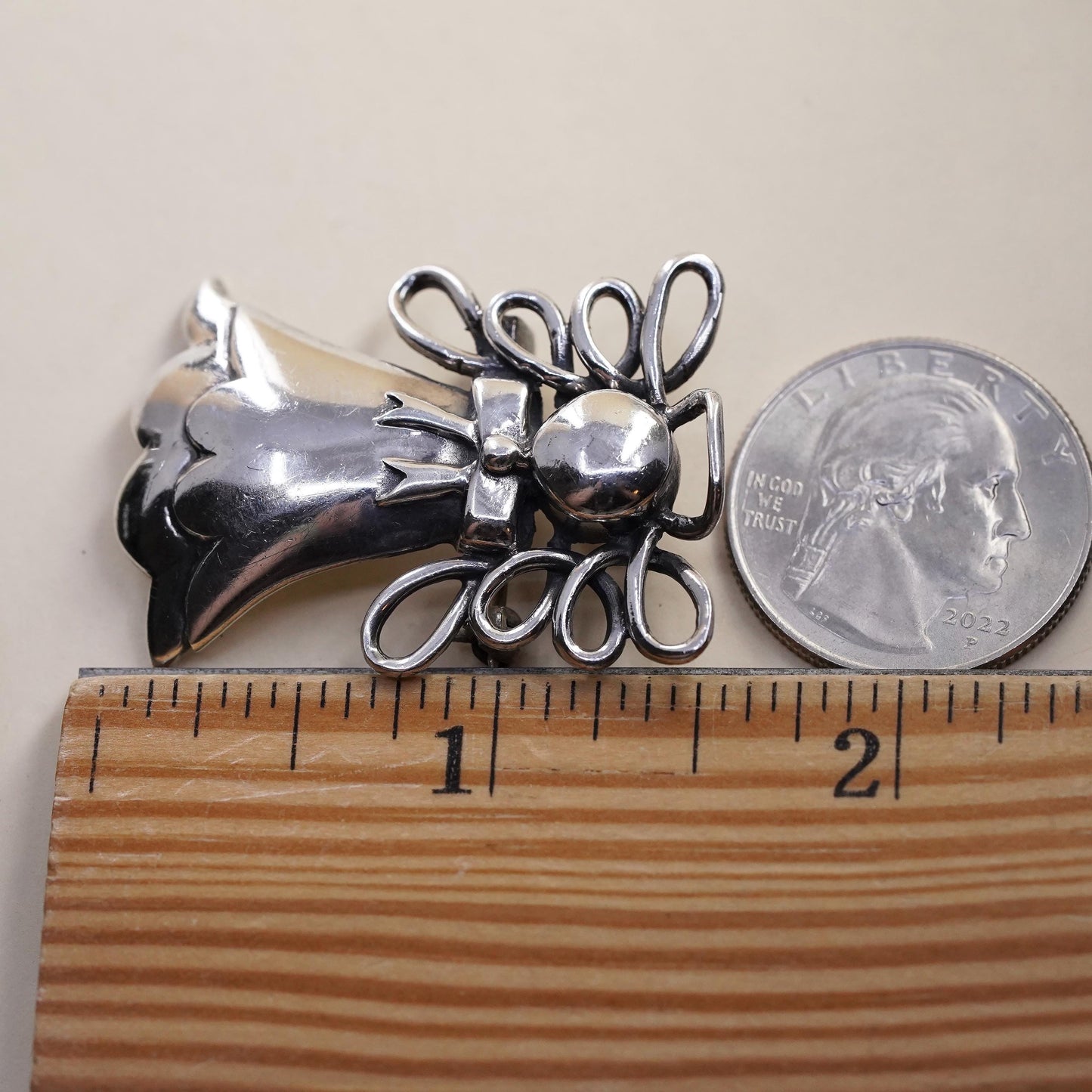 Vintage southwestern handmade brooch sterling silver, 925 angel pendant