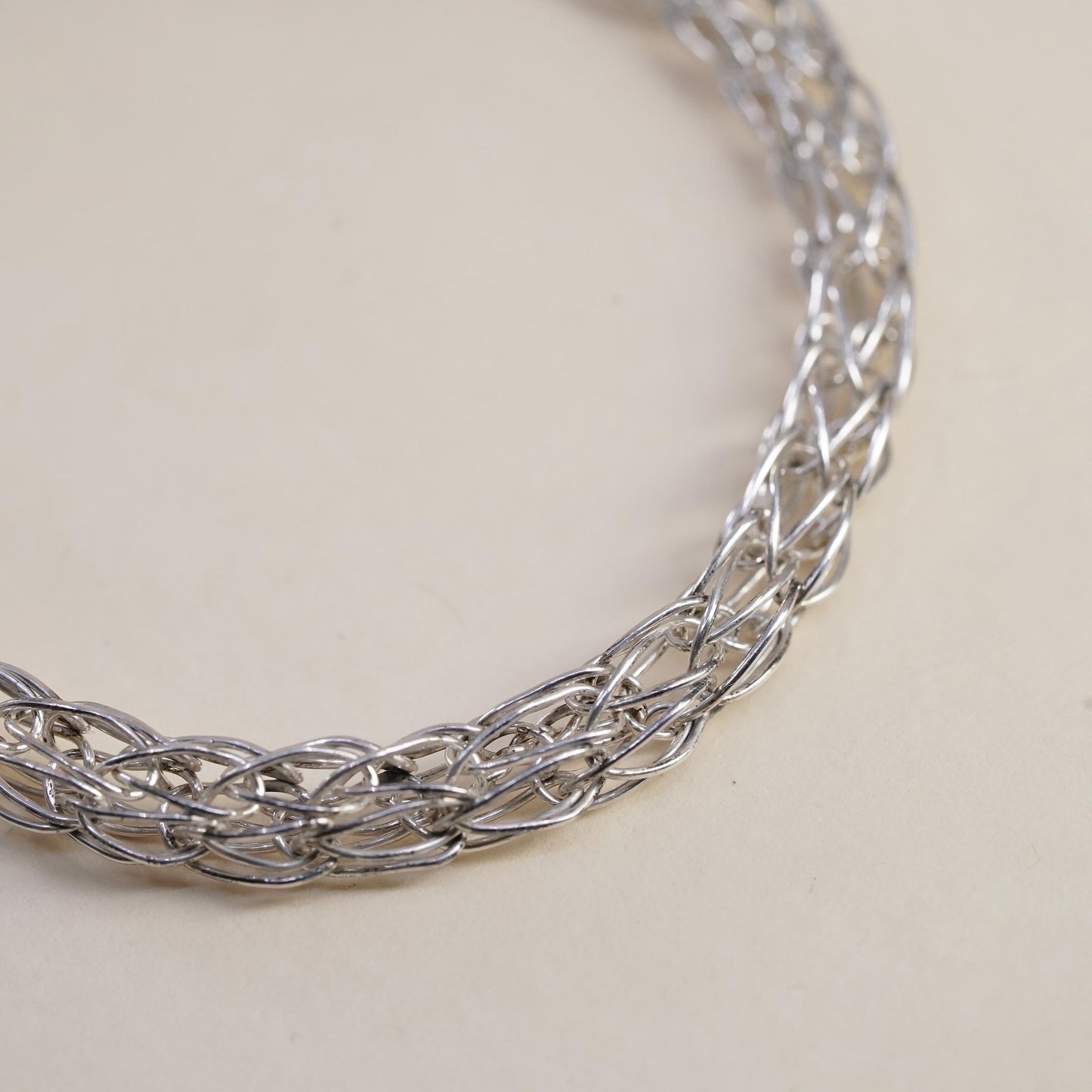 6.25”, vintage sterling silver bracelet, 925 wheat chain with filigree clasp