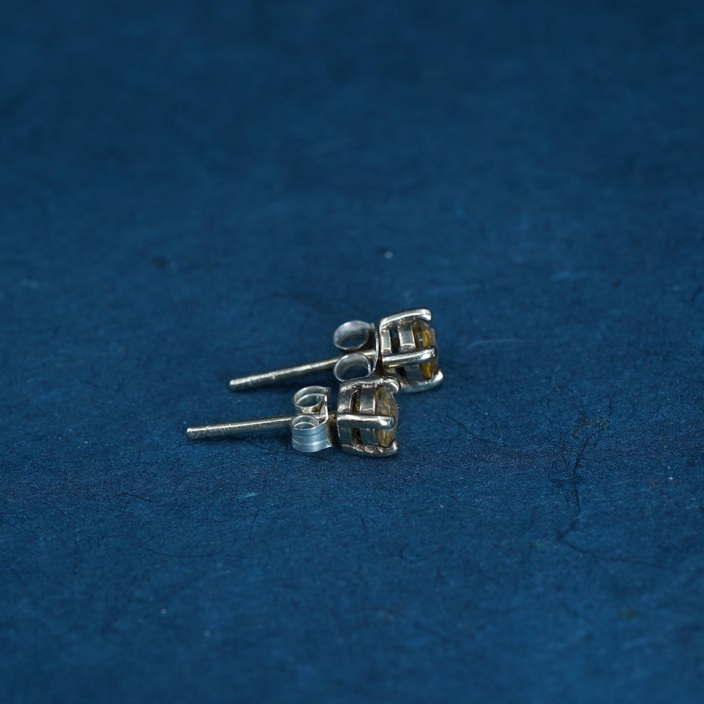 Vintage gold over Sterling silver handmade earrings, 925 studs with citrine