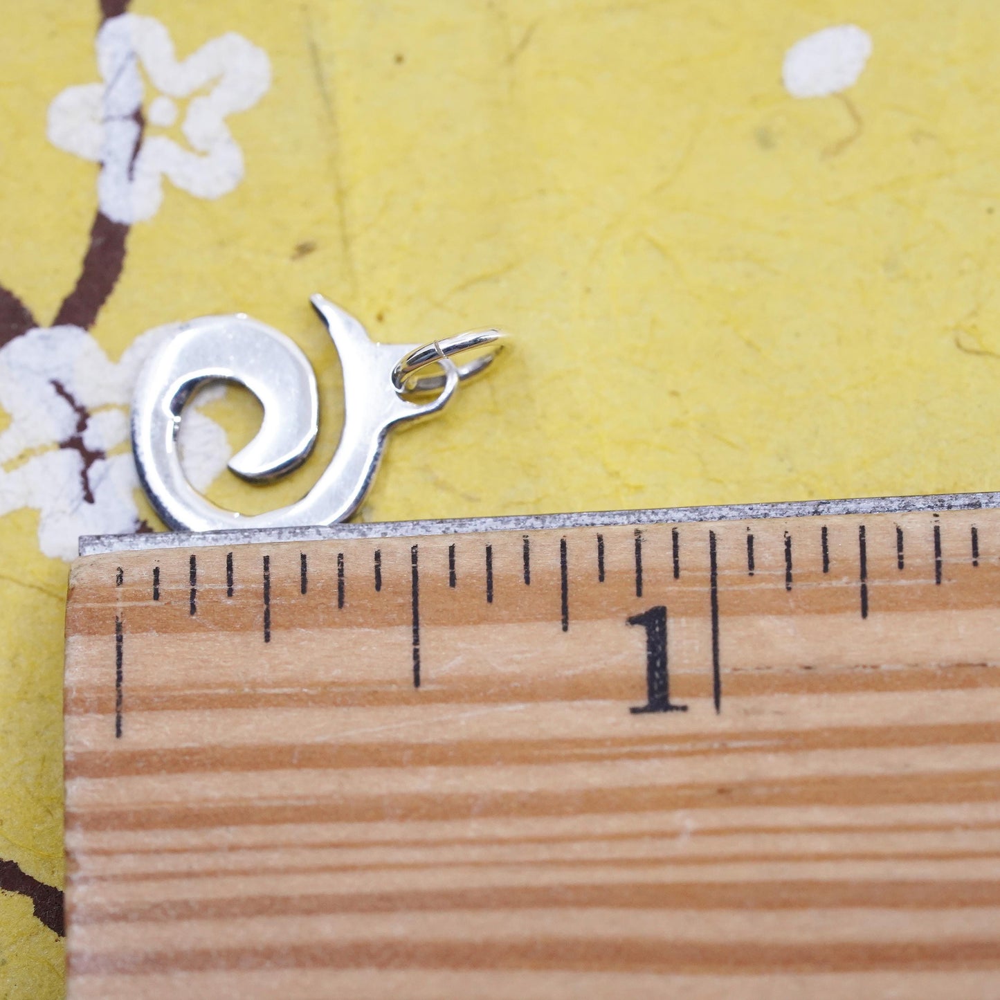 Vintage Sterling silver handmade charm, 925 spiral tag pendant