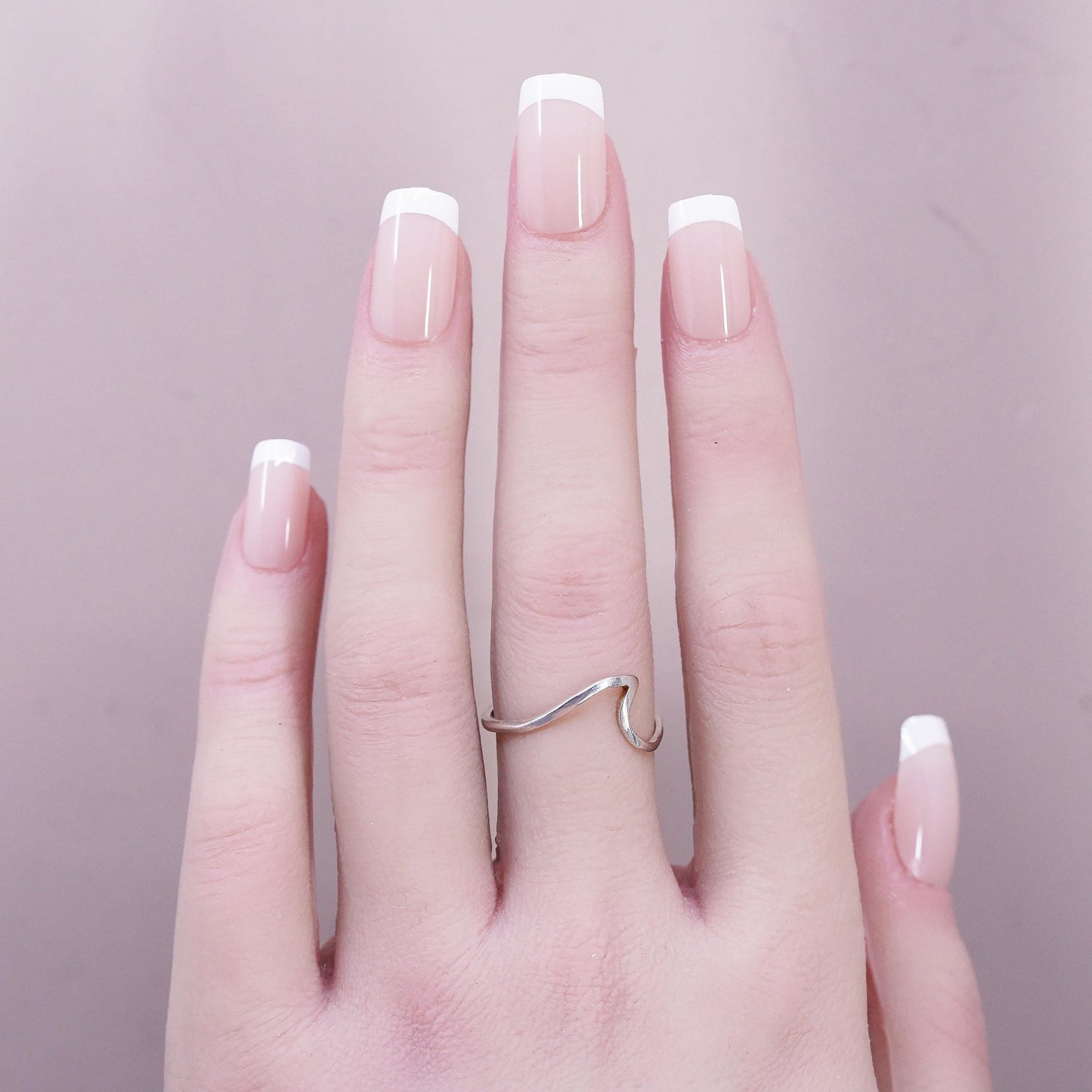 Size 7, VTG Sterling silver handmade wavy wave ring, stackable 925 band wave