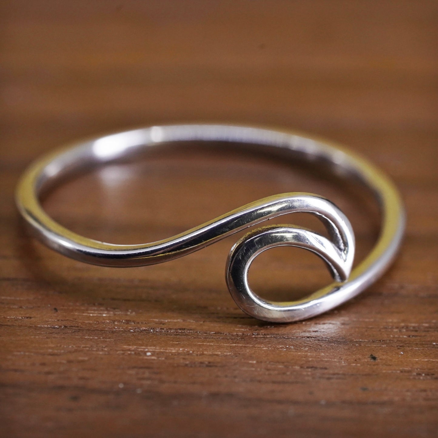 Size 11.5, vintage Sterling silver handmade ring, Modern 925 wavy band
