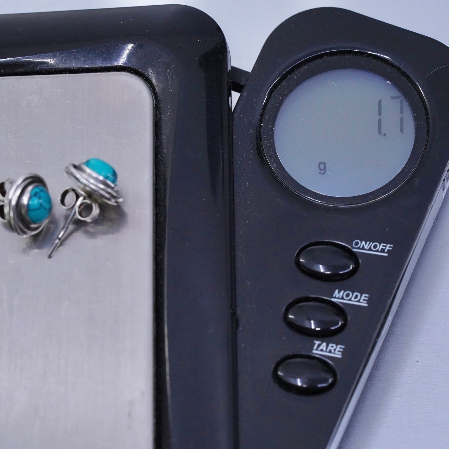 Vintage Sterling 925 silver handmade earrings, studs with turquoise