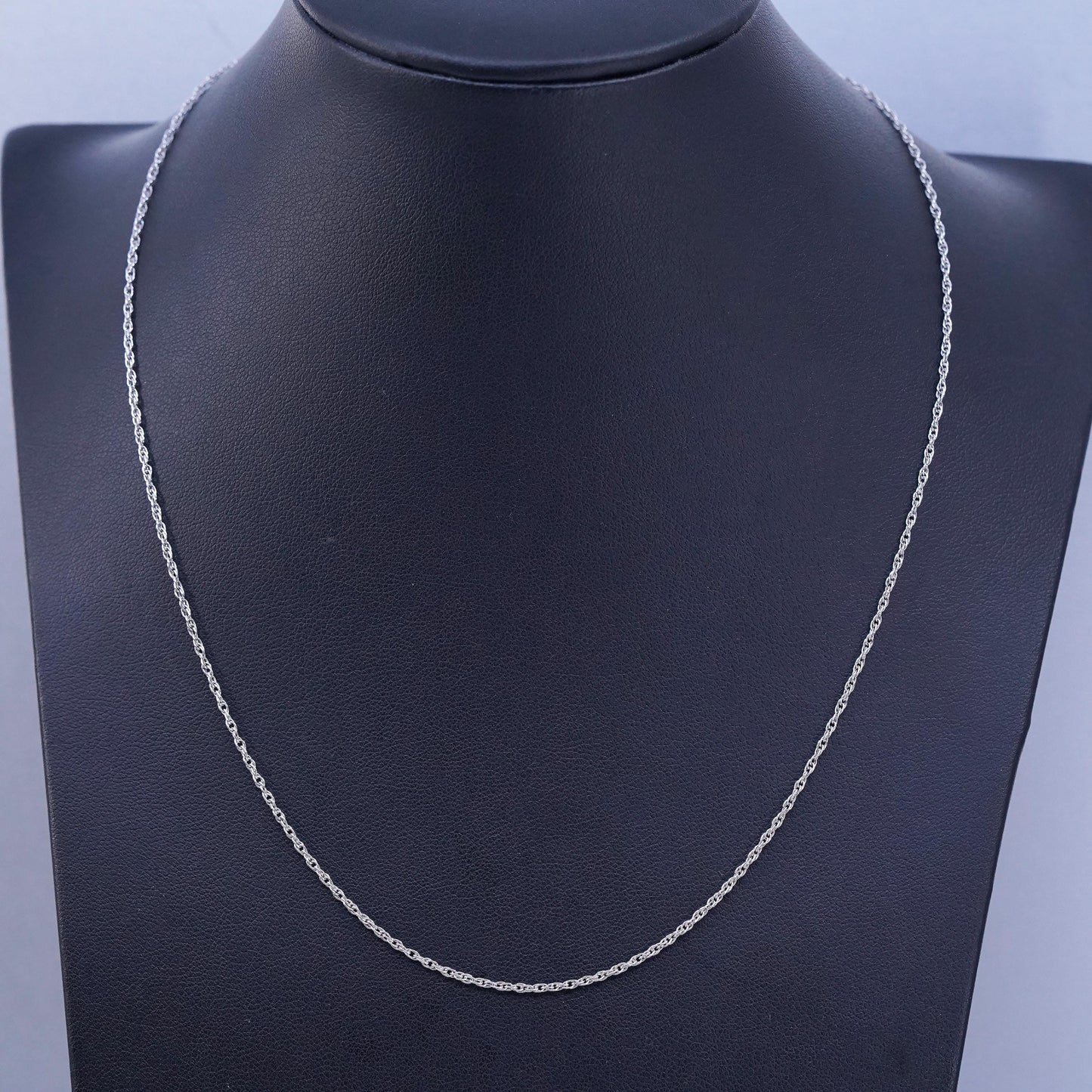 18” 2mm, vintage Italy Sterling 925 silver Singapore rope chain necklace