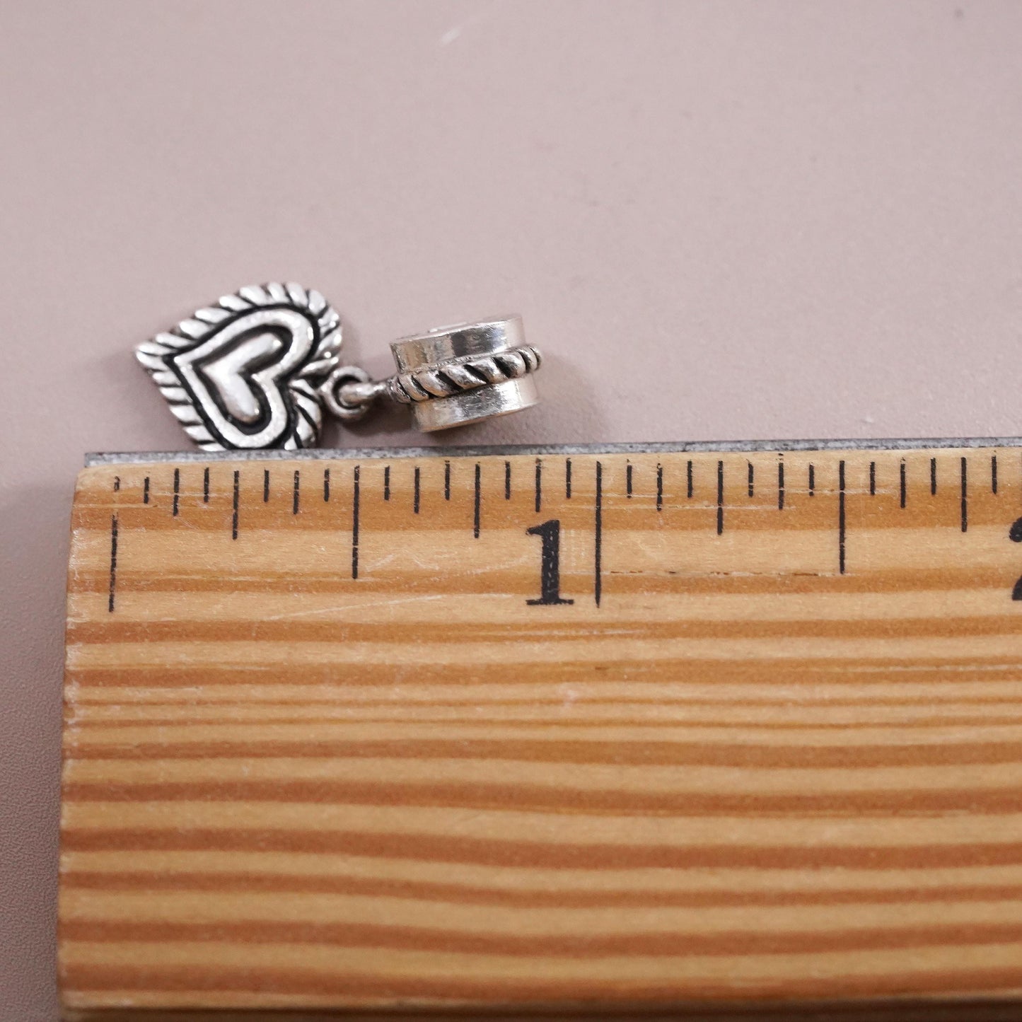 Vintage sterling silver handmade pendant, 925 heart charm