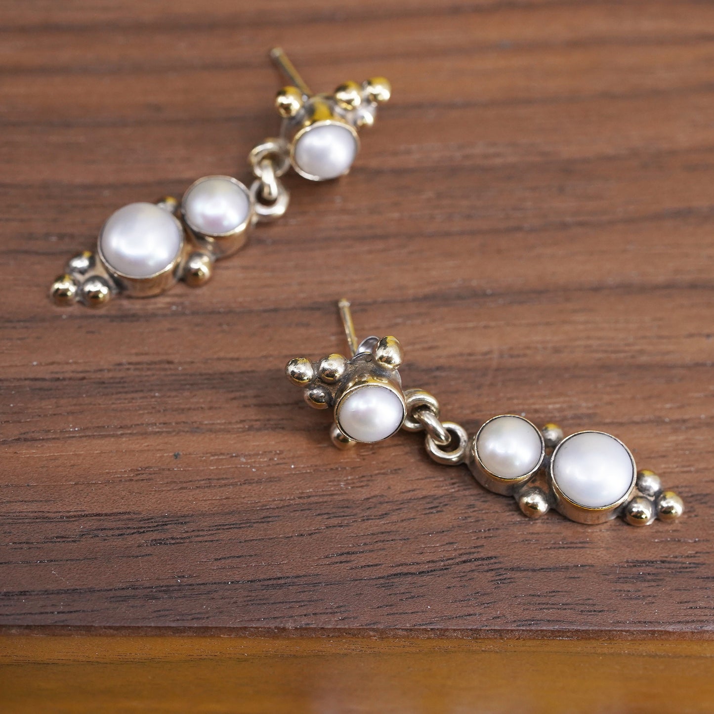 Janice Girardi JGD vermeil gold over Sterling 925 silver earrings with pearl