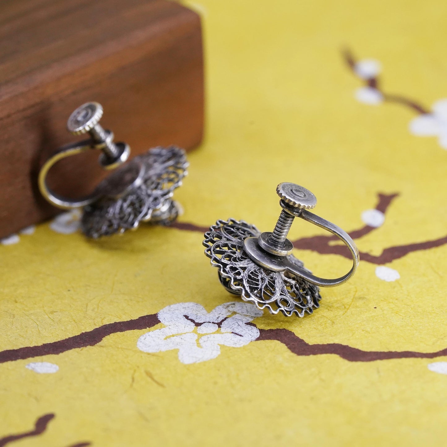 Mexican Sterling silver earrings, southwestern 925 sombrero hat screw back