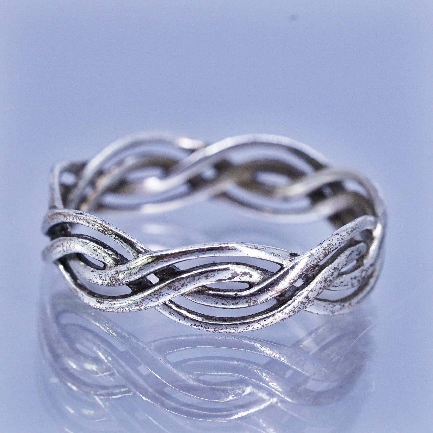 Size 9, vintage modern Sterling 925 silver handmade ring, wavy band