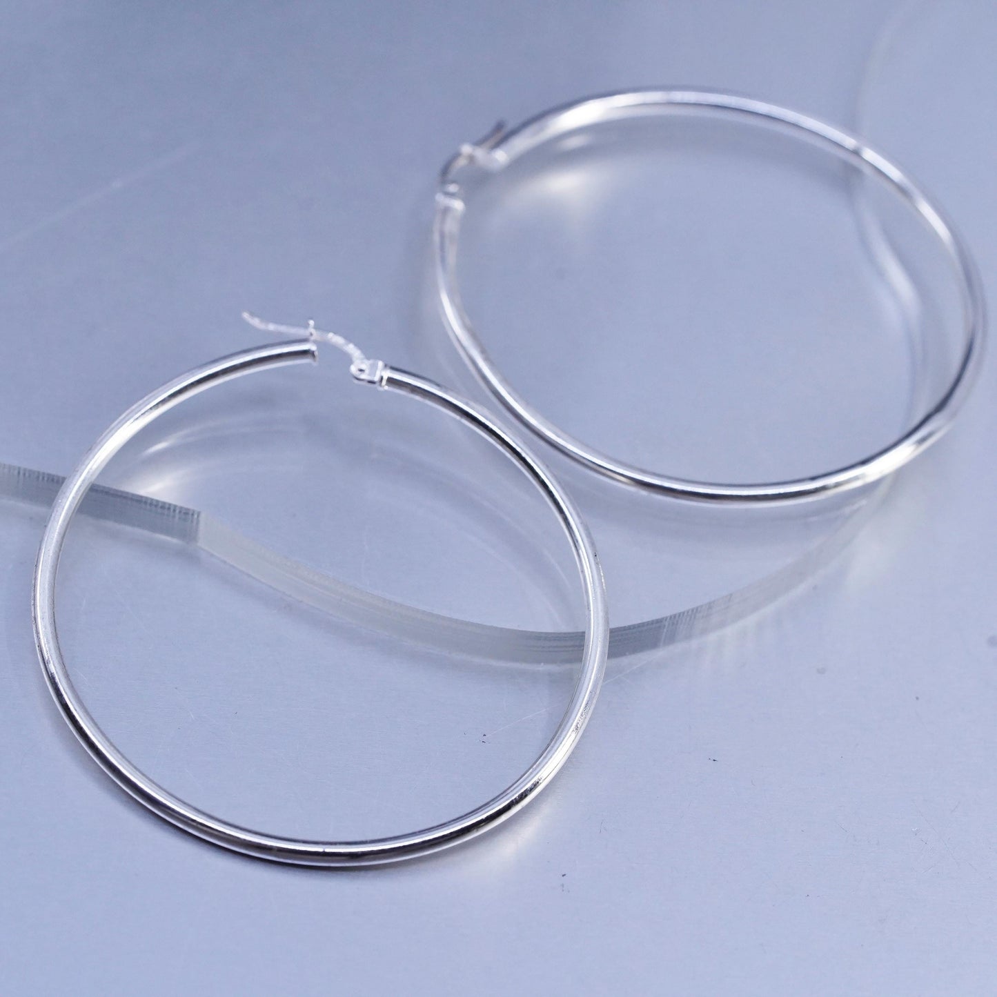 1.75", DENTED vintage Sterling silver handmade earrings, 925 hoops