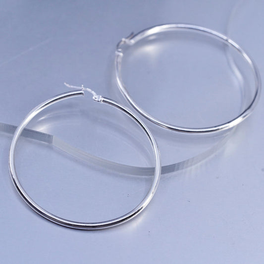 1.75", DENTED vintage Sterling silver handmade earrings, 925 hoops