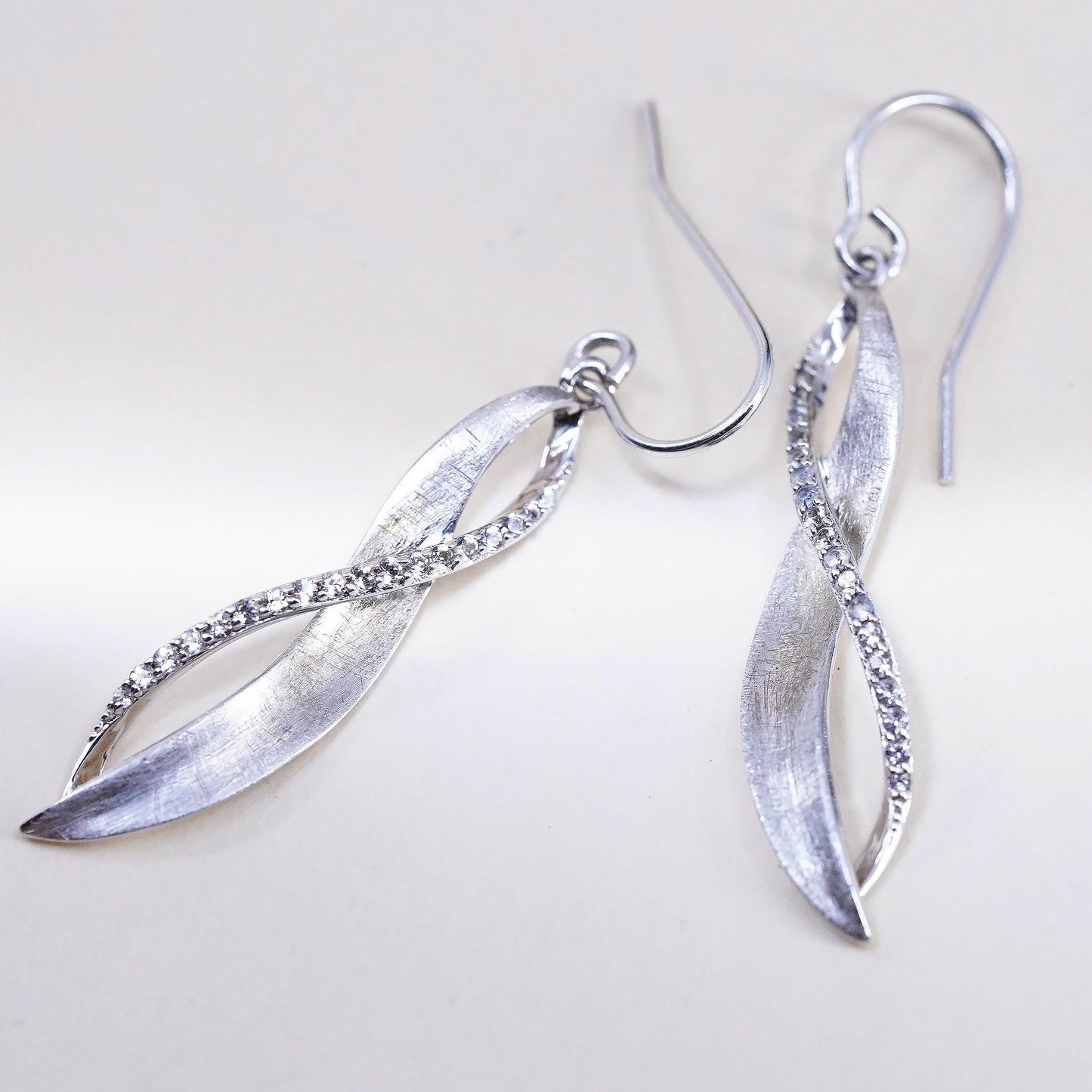 VTG Ralph Lauren sterling silver earrings, textured 925 entwined long dangles