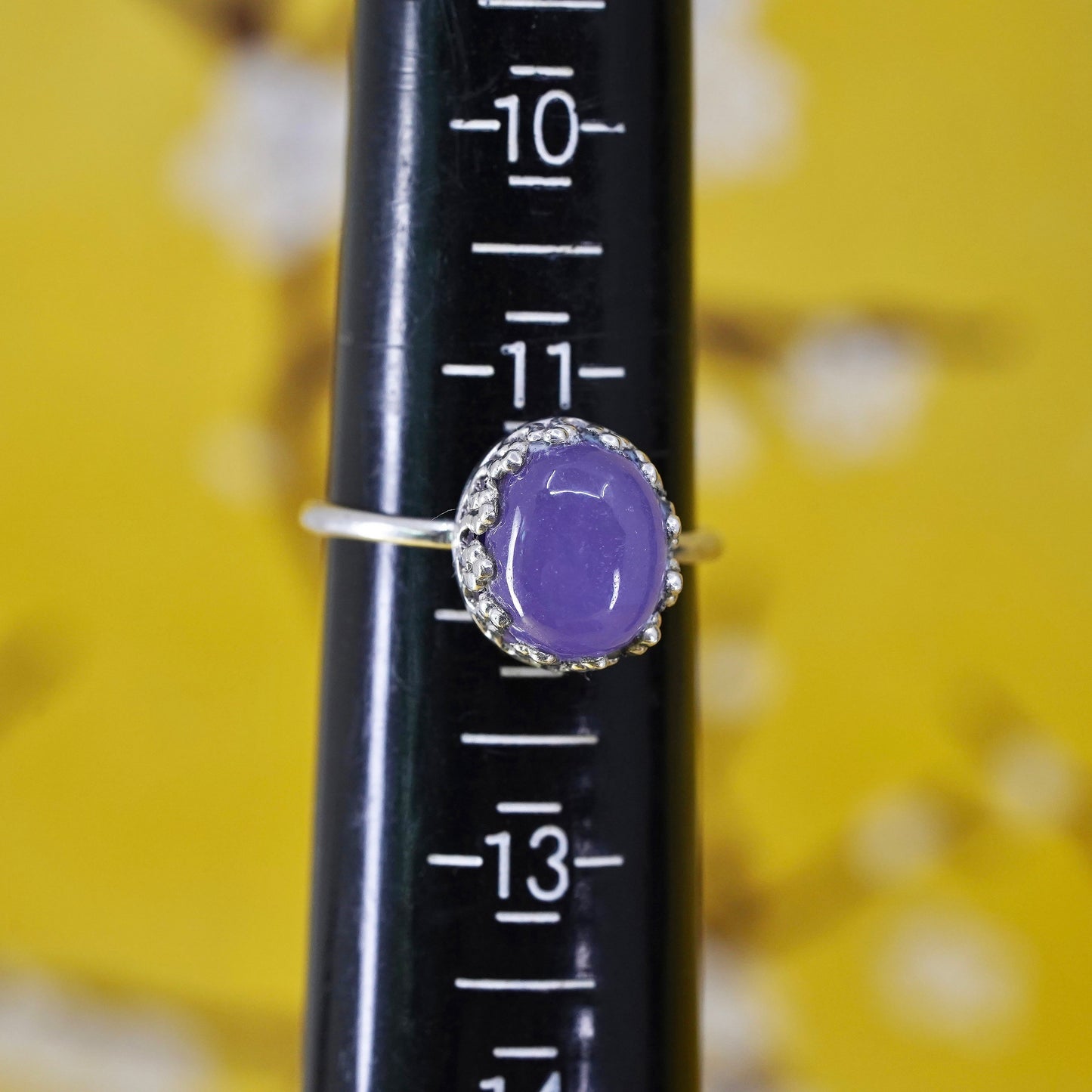 Size 11.5, Sterling silver ring, 925 silver statement ring with purple jade