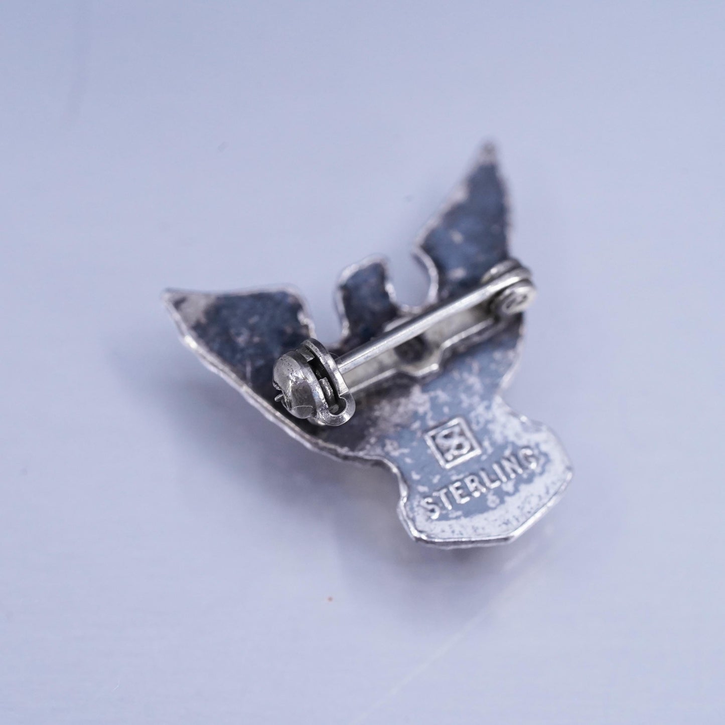 Vintage Sterling 925 silver BSA eagle brooch pin, stamped Sterling