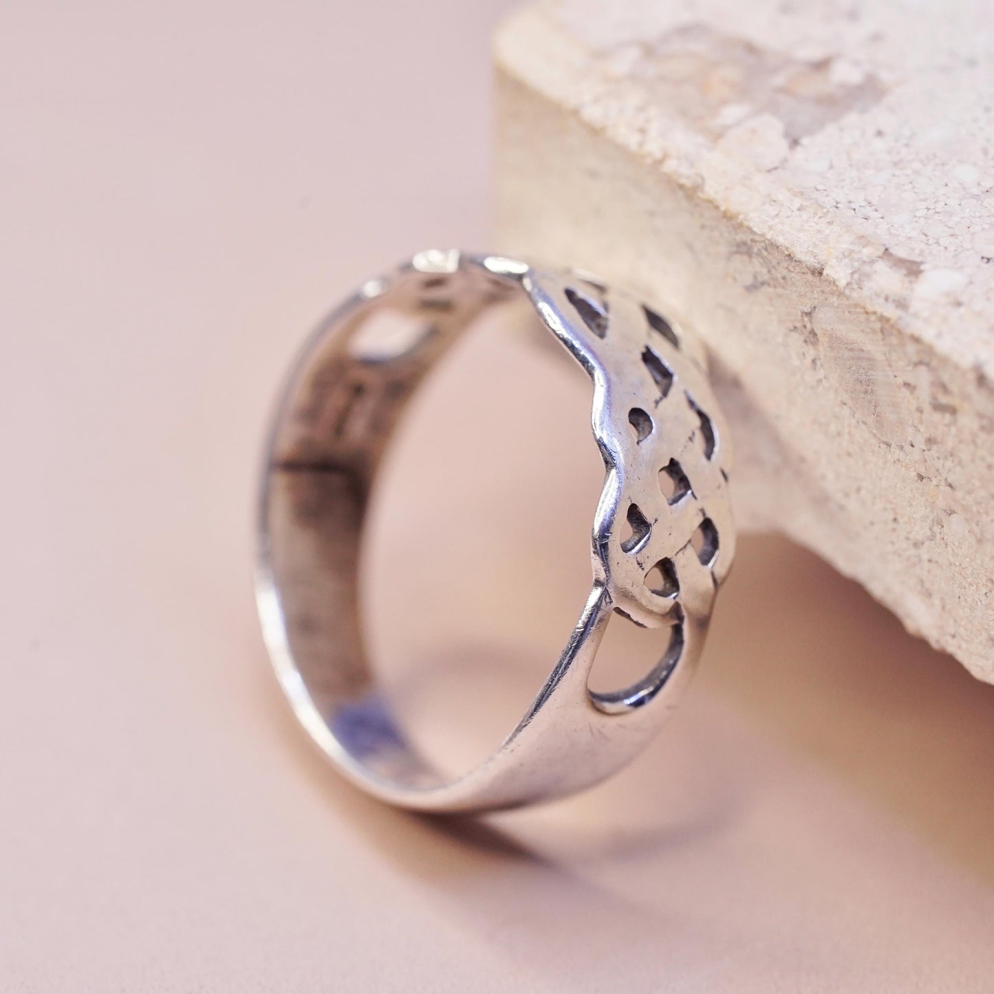 Size 7, vintage Sterling silver handmade ring, 925 Filigree band