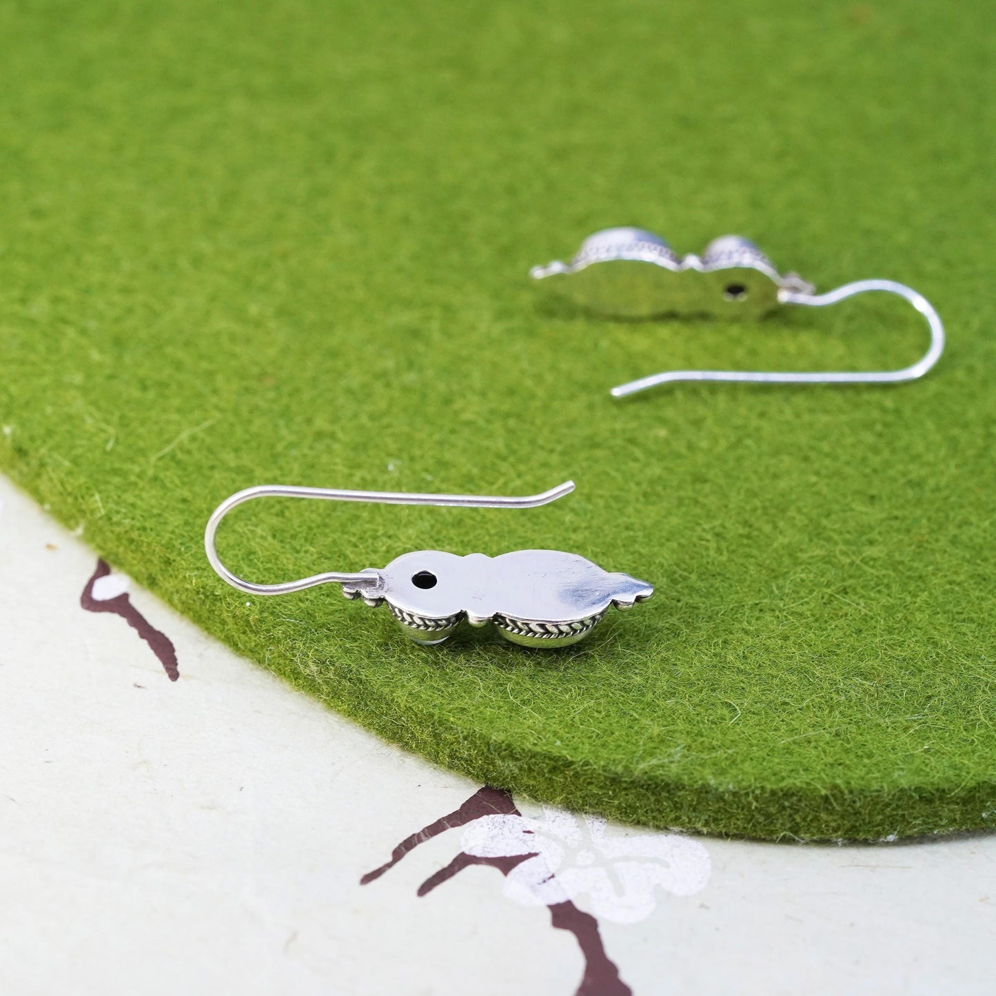 Vintage sterling 925 silver handmade earrings with onyx and tiger eye