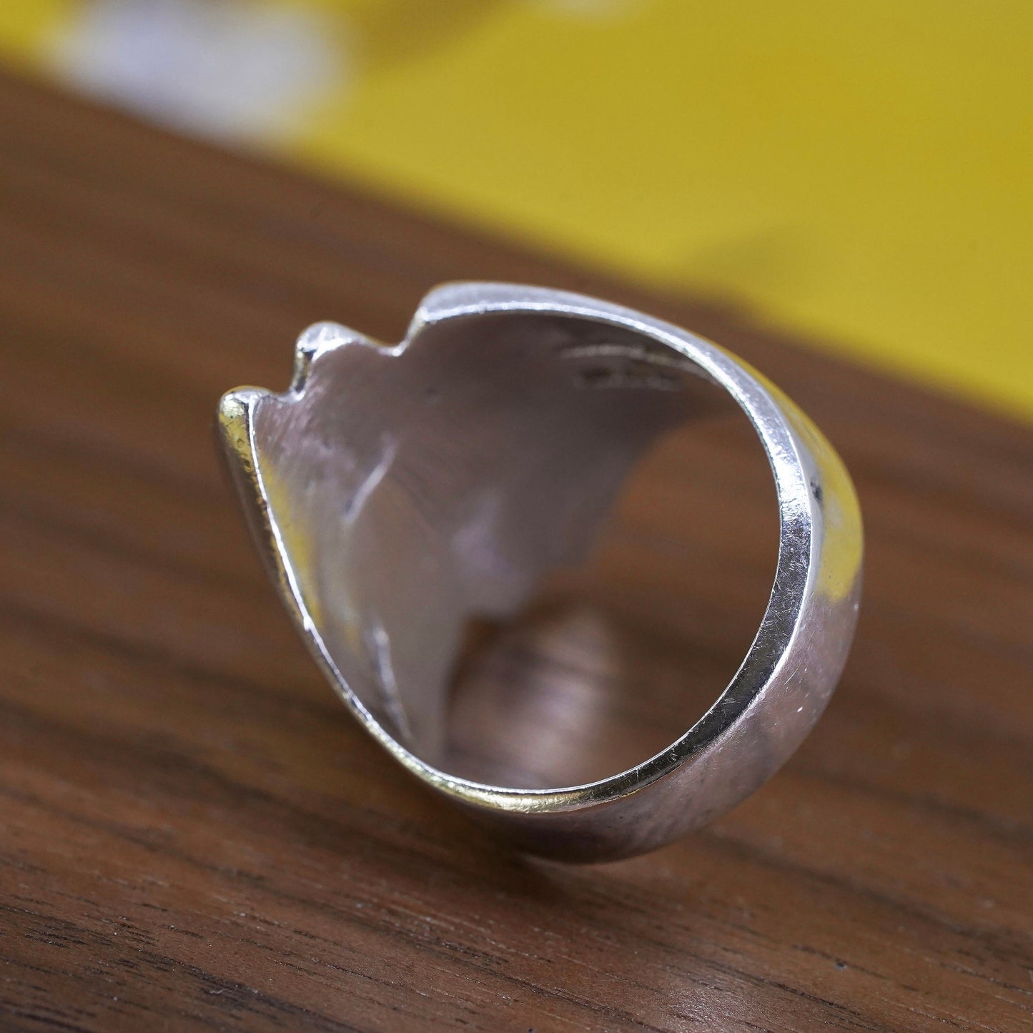 Size 7.5, vintage Mexican sterling silver handmade ring, 925 ribbed band
