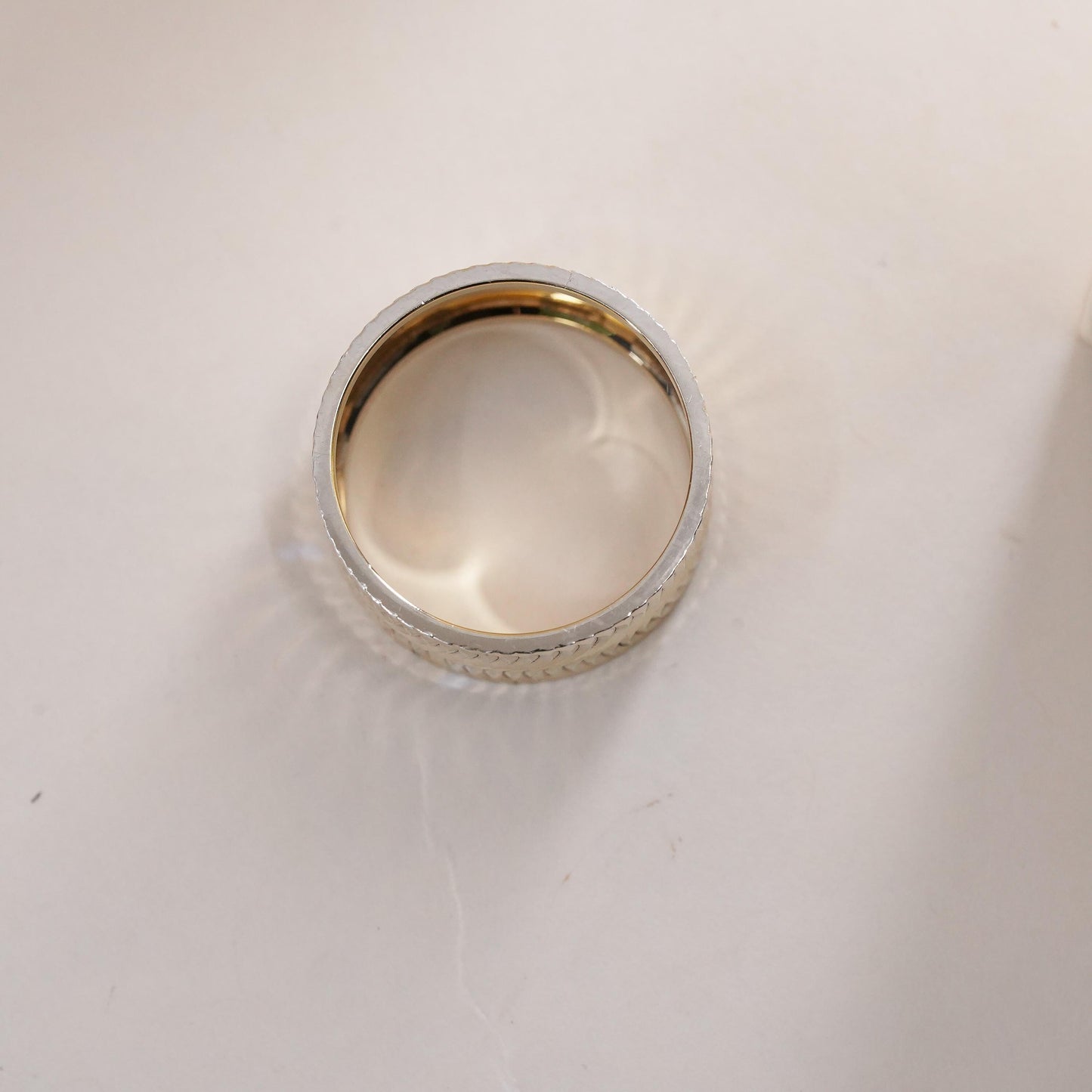 Size 8.5, vintage Turkey Vermeil gold over sterling silver textured band ring