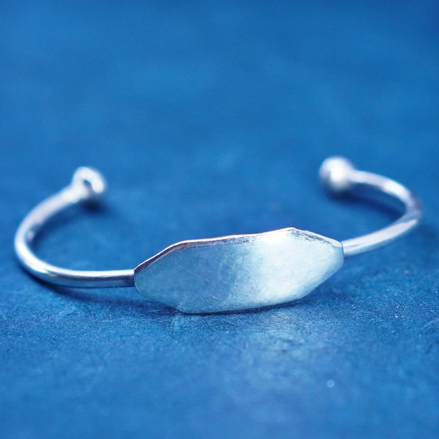 4.25”, Native American sterling silver bracelet, baby 925 cuff blank name tag