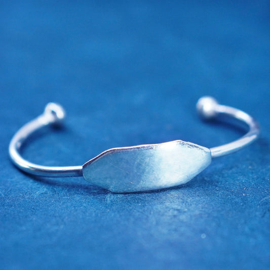 4.25”, Native American sterling silver bracelet, baby 925 cuff blank name tag