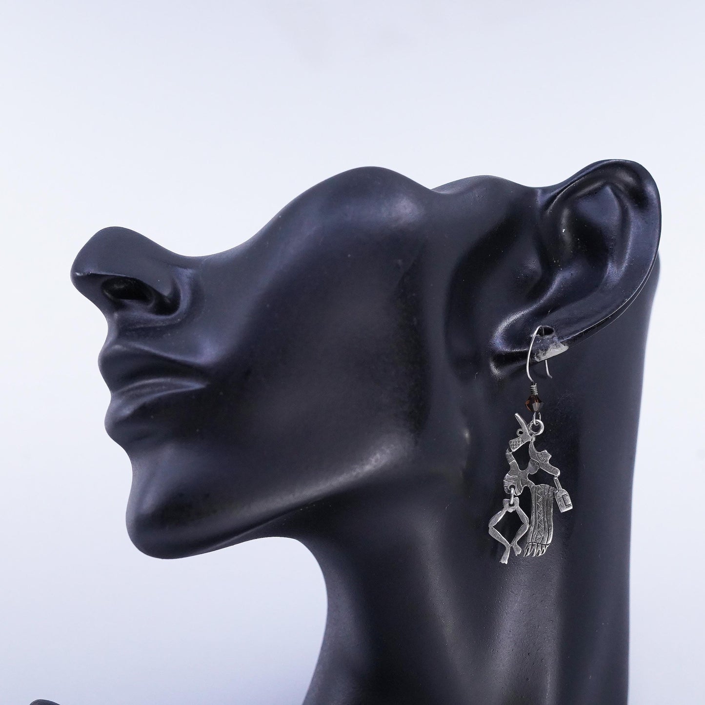 VTG 925 Sterling Silver Cowboy Earrings, Western Cowgirl Dangles, Moving Legs