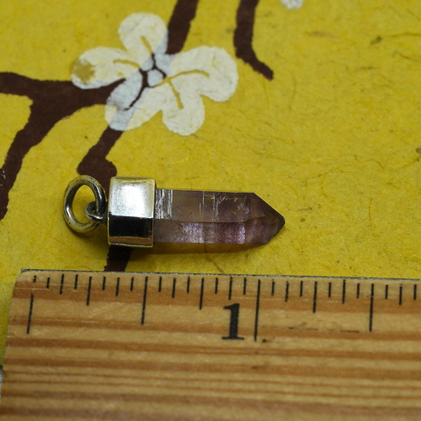 Vintage sterling 925 silver handmade healing crystal amethyst pendant