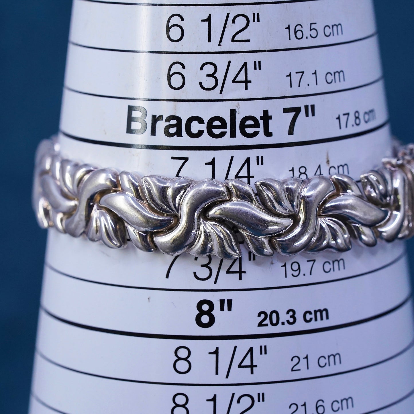 7.5", 13mm, vintage Sterling silver handmade bracelet, 925 tennis bracelet