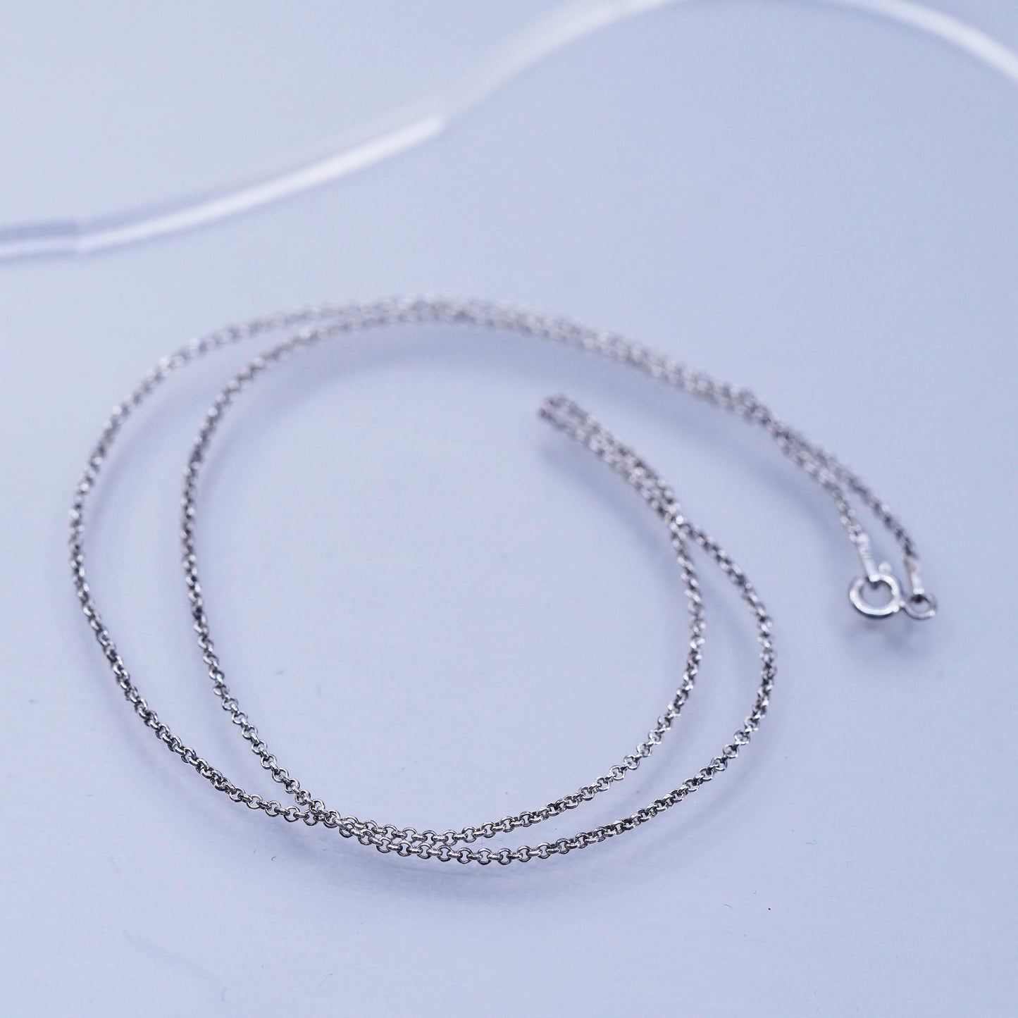 18” 1.2mm, vintage Sterling 925 silver circle chain necklace
