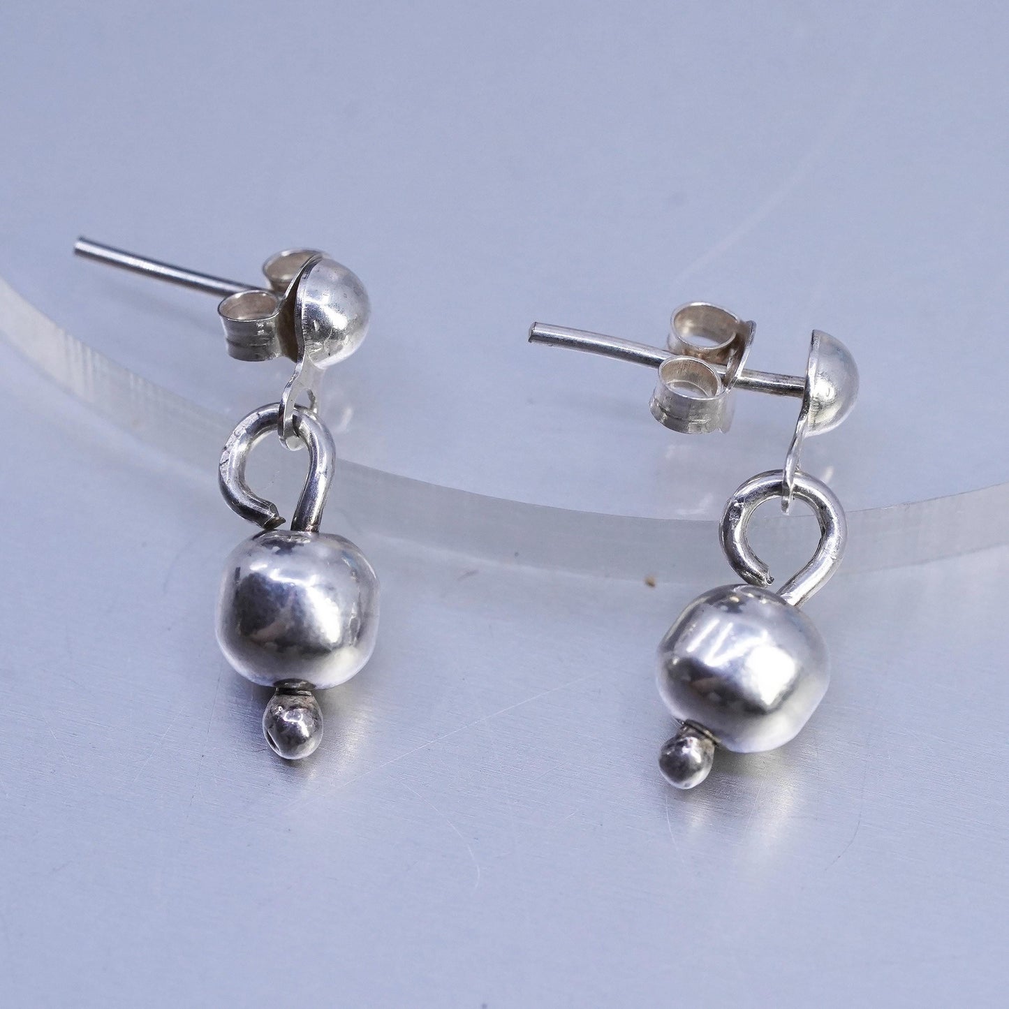 Vintage Sterling 925 silver handmade bead dangle earrings
