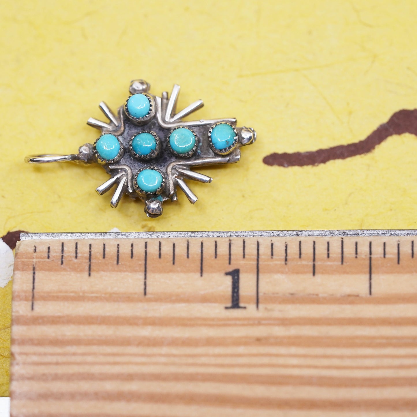 Sterling 925 silver double sided cross pendant, southwestern, turquoise coral