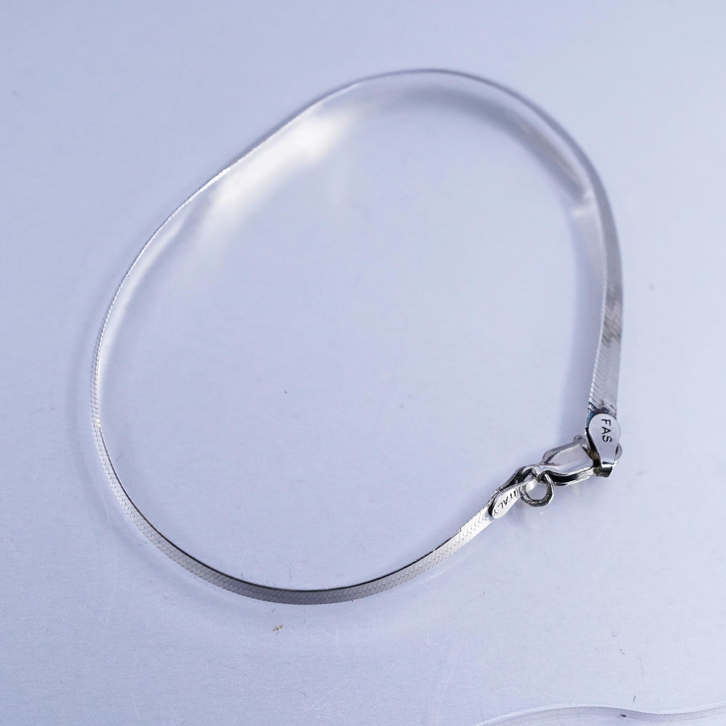 7" 3mm, Vintage Italian Sterling 925 silver bracelet, herringbone chain