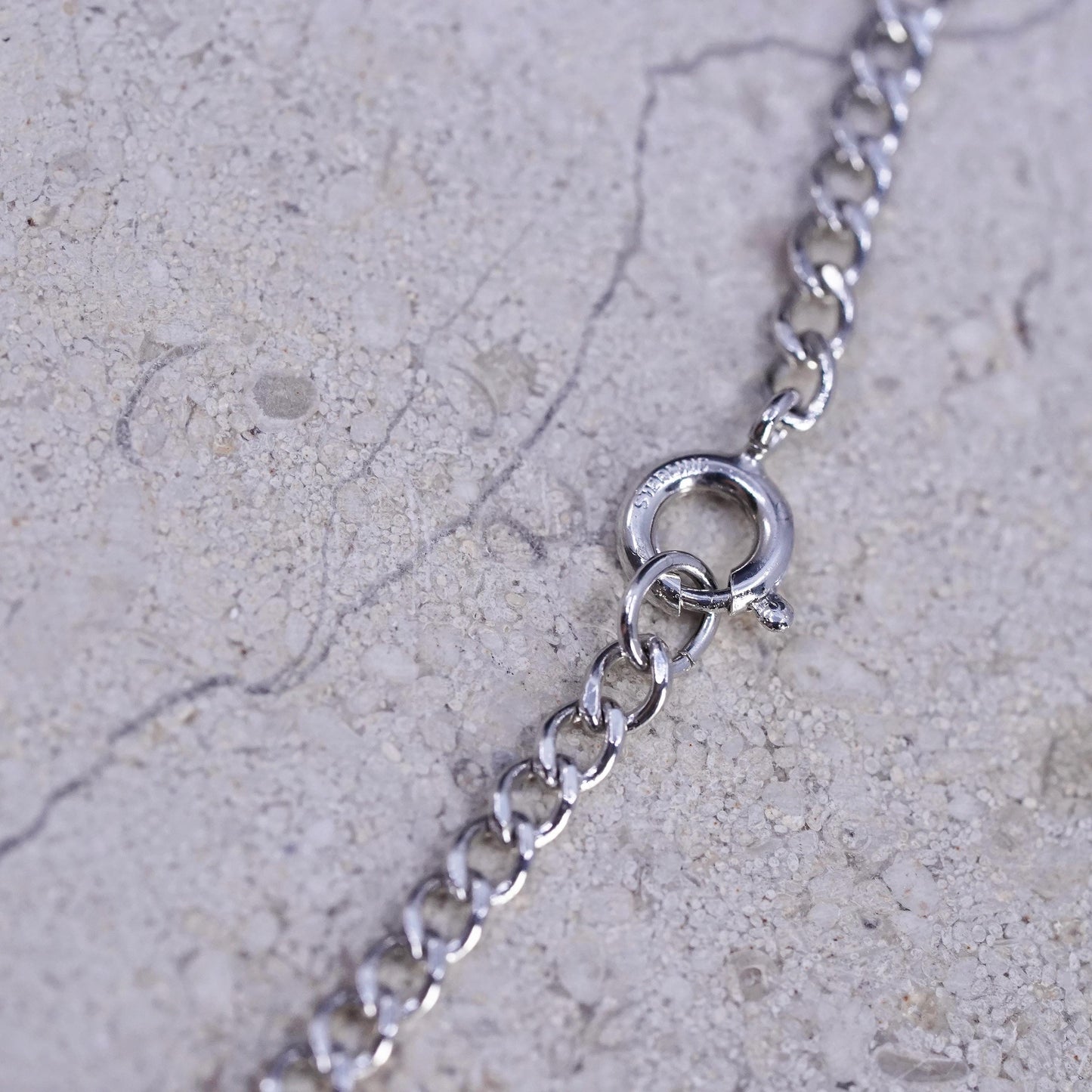 24" 3mm, vintage Sterling silver handmade necklace, 925 curb chain