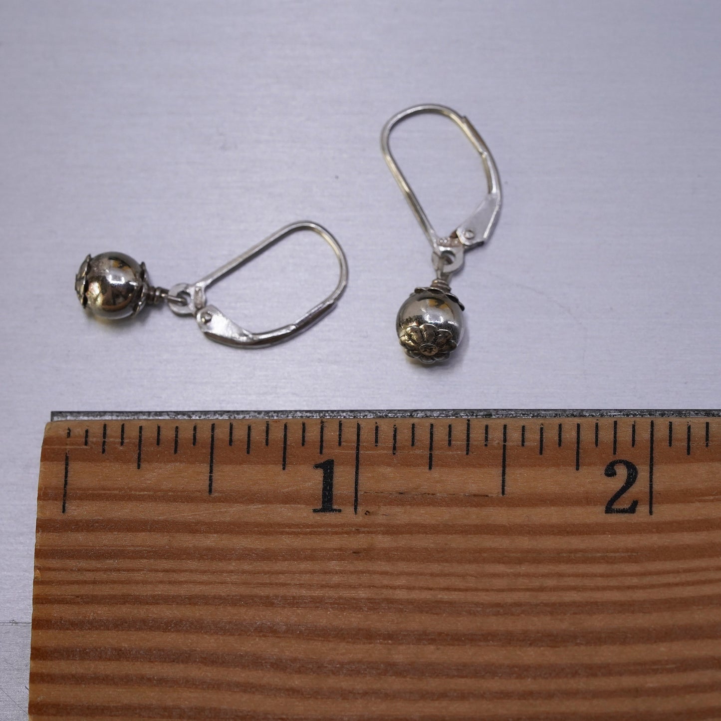 Vintage Sterling silver handmade earrings, 925 beads drops