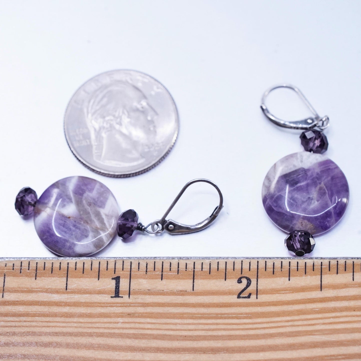 Vintage Sterling 925 silver handmade earrings with amethyst beads