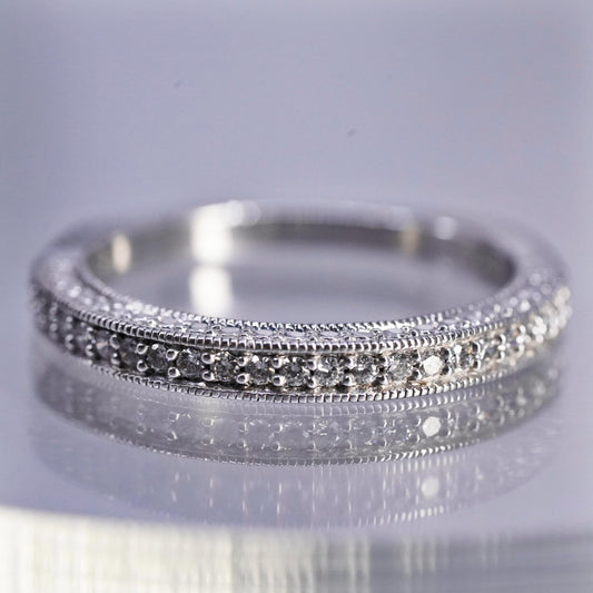 Size 7, vintage southwestern Sterling 925 silver wedding ring, cluster Cz band
