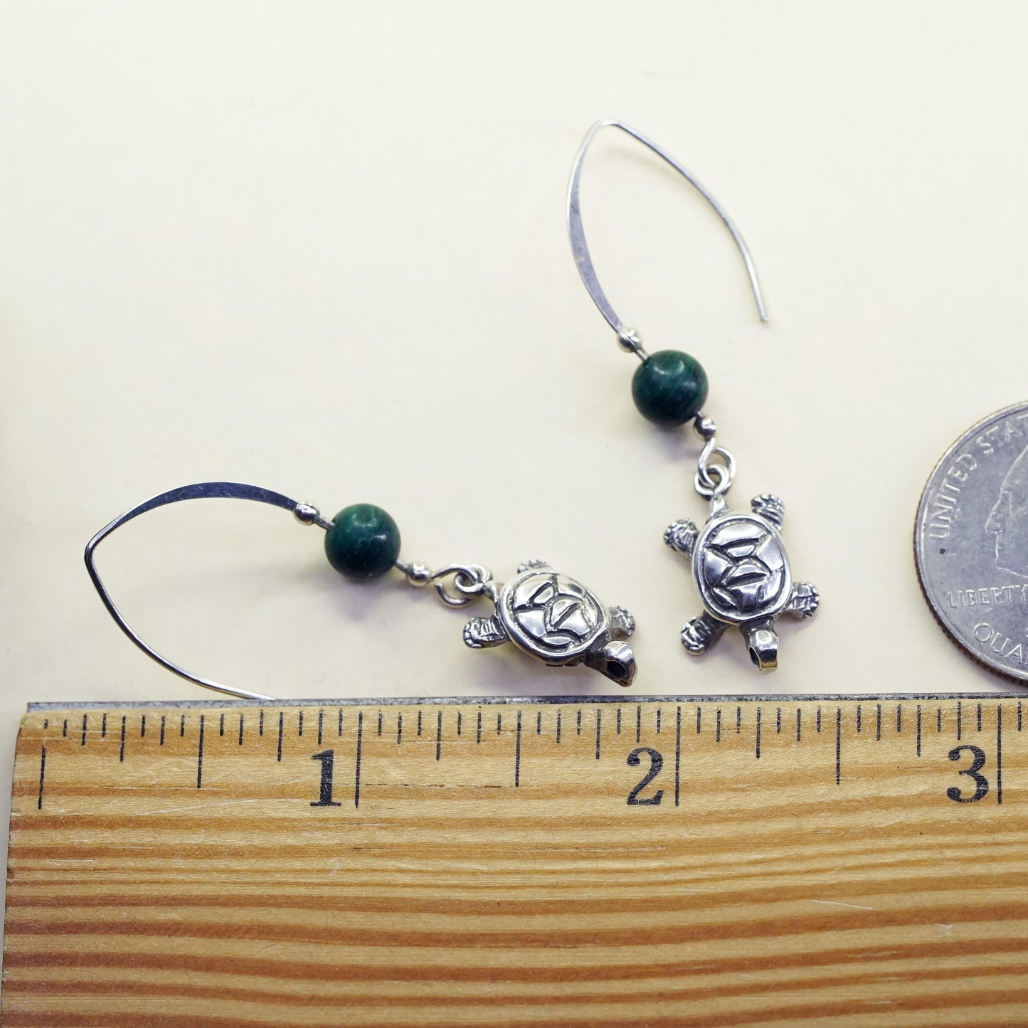 Vintage southwestern Sterling silver handmade earrings, 925 turtle dangles