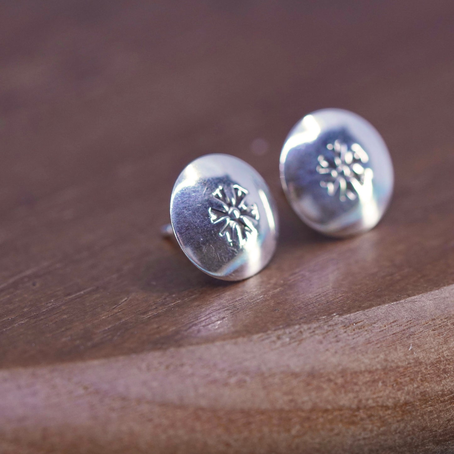 Vintage southwestern Sterling silver handmade earrings, 925 textured studs