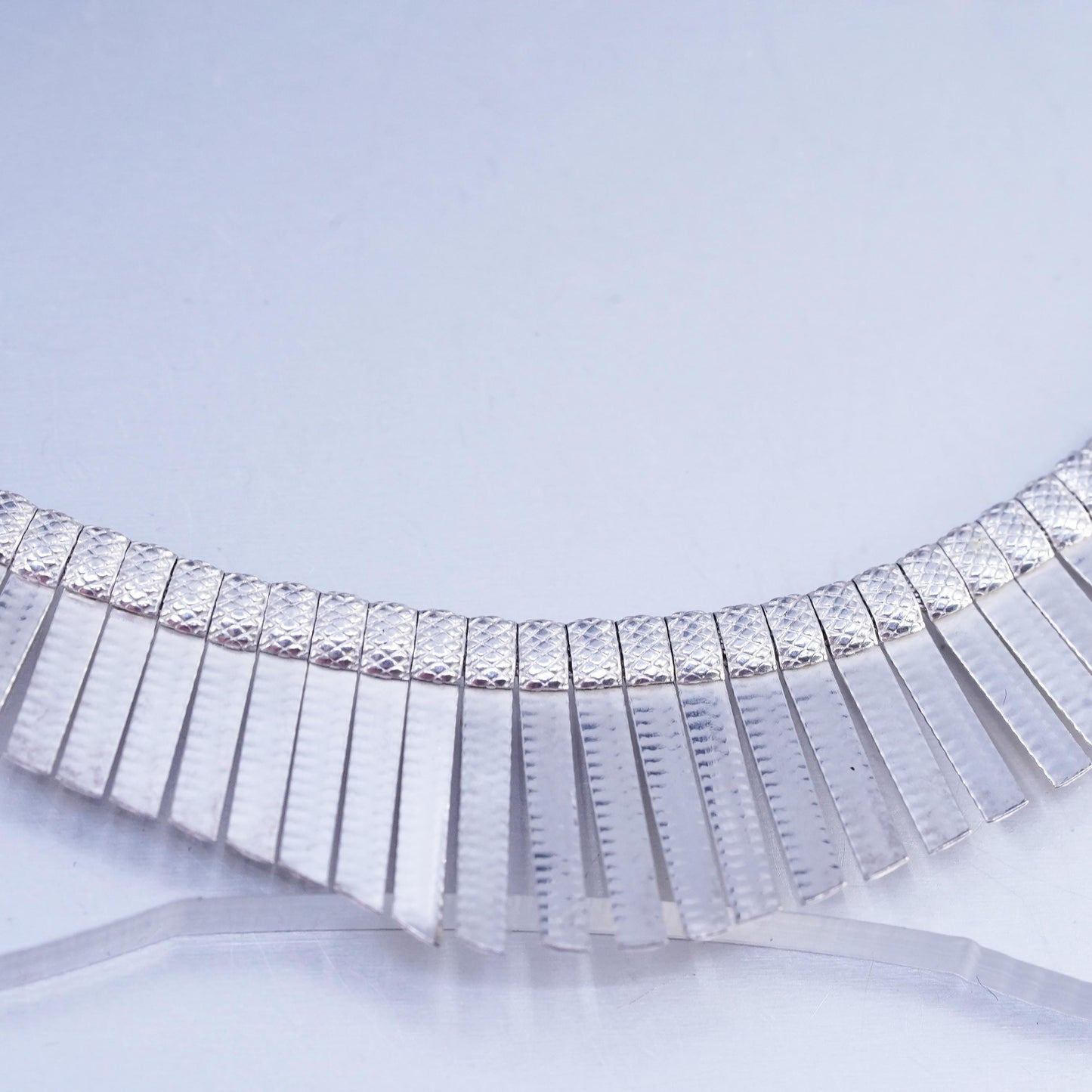 16", Italian Sterling 925 Silver Graduated Cleopatra Fringe Collar Necklace