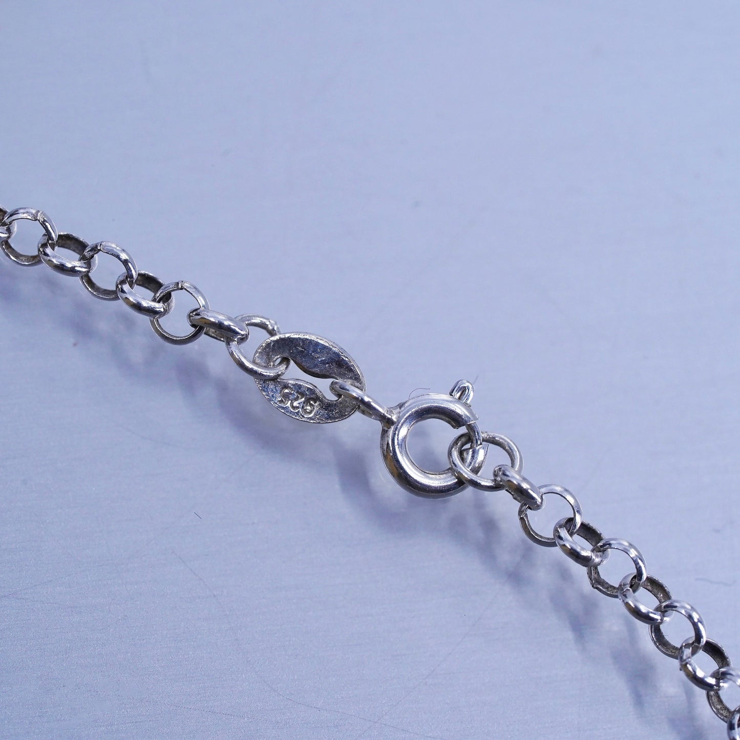 17” 3mm, vintage Sterling 925 silver circle chain necklace