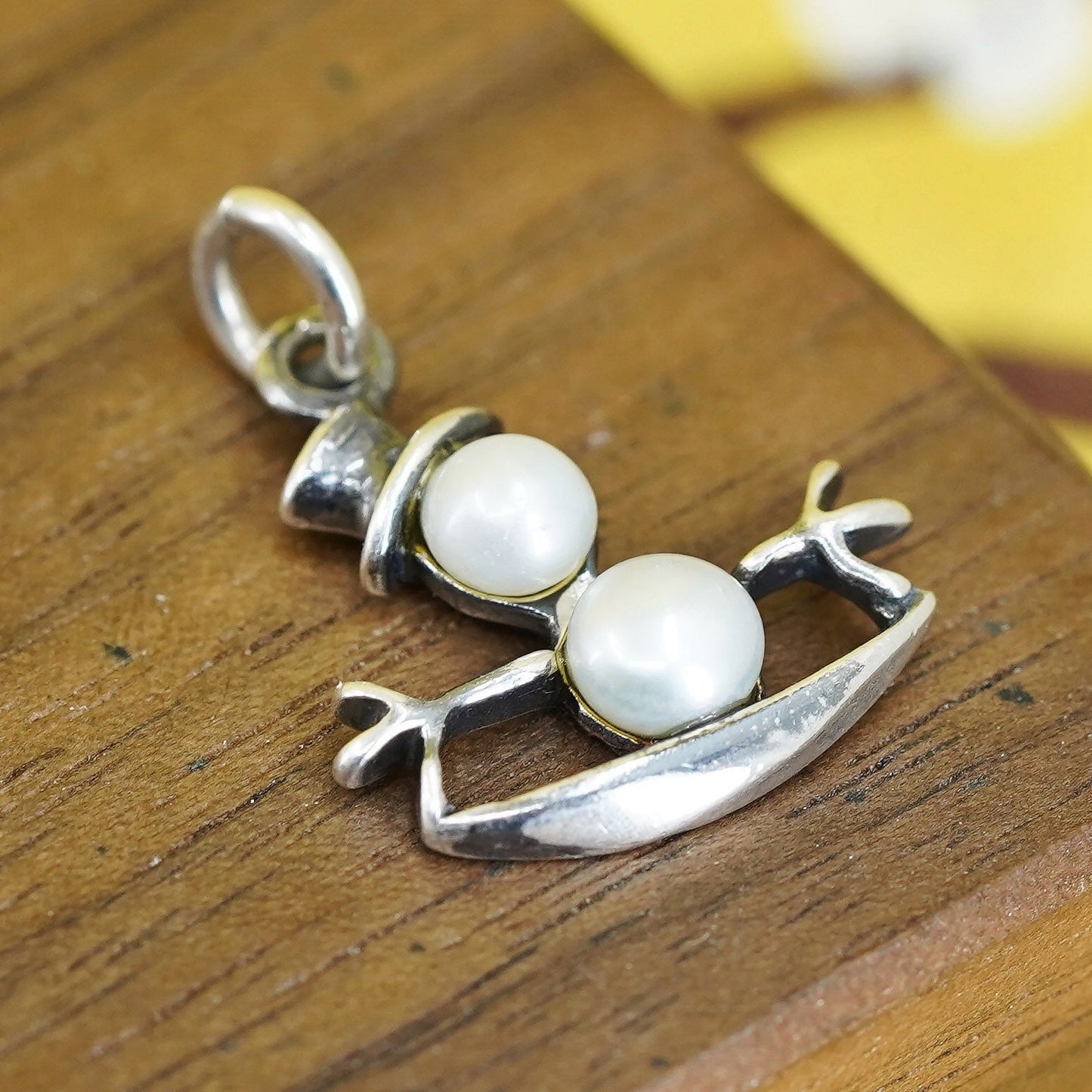 Vintage southwestern Sterling silver 925 handmade snowman charm with pearl