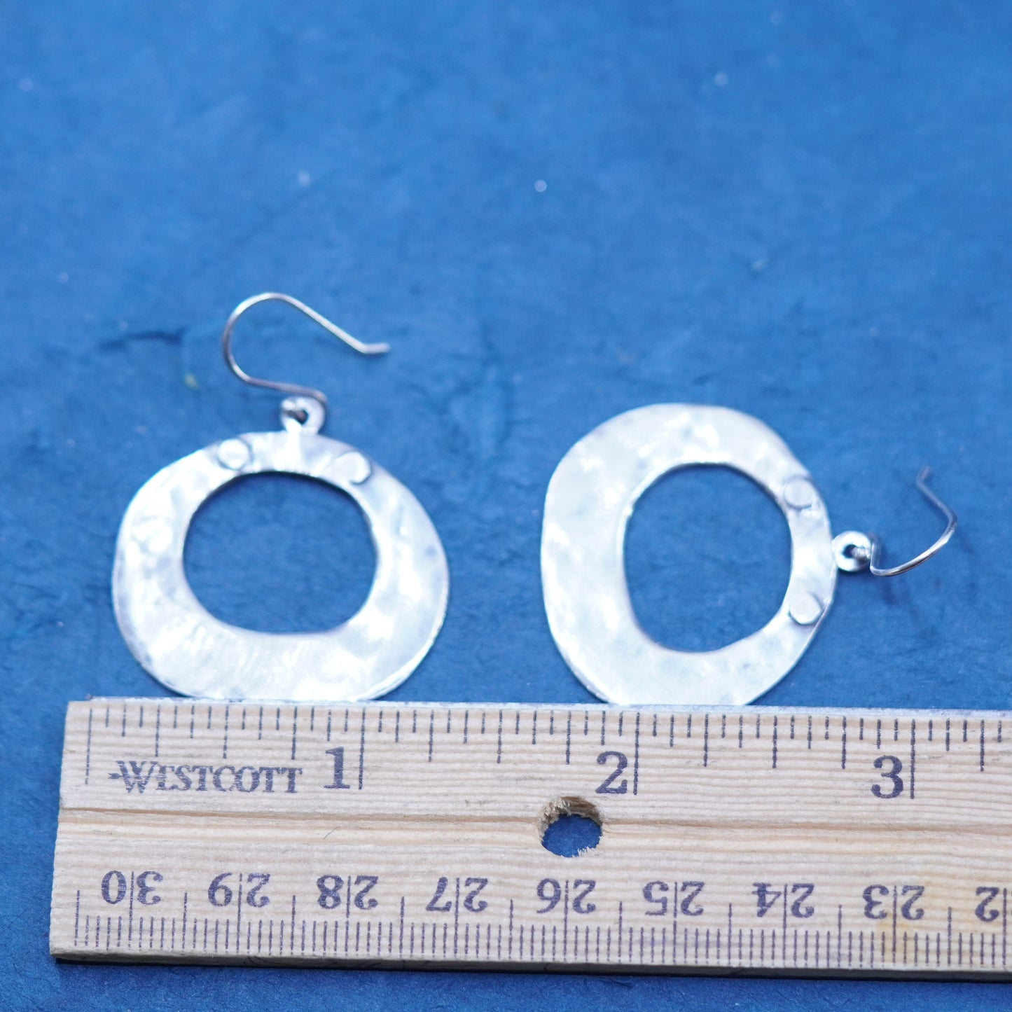 Silpada 925 Sterling Silver Hammered Circular Dangle Earrings W1848 Oval Shiny