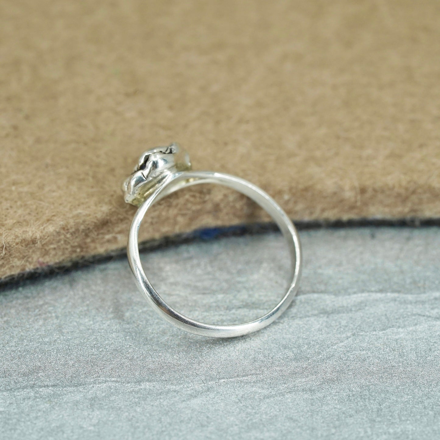 Size 6, vintage Sterling 925 silver handmade rose ring