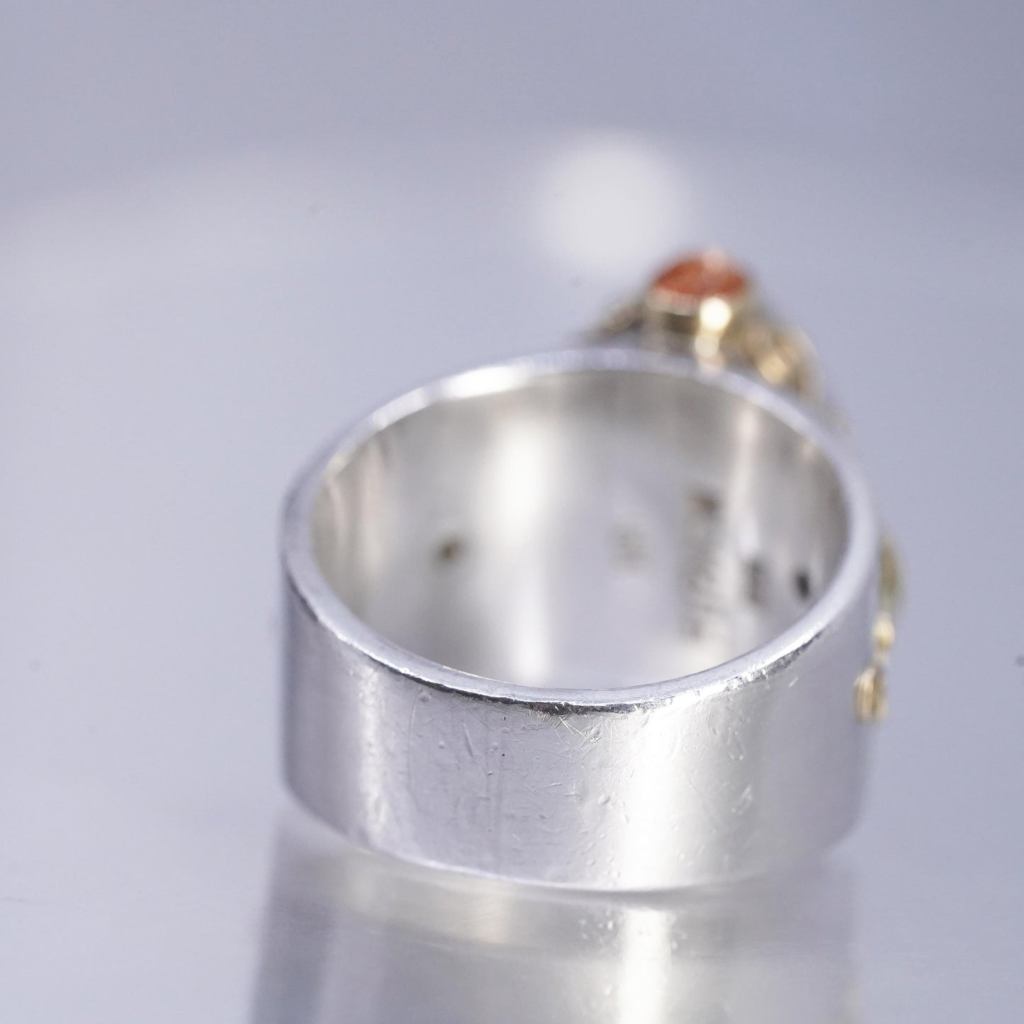 size 9, FUSION Sara Blaine Sterling 925 Silver 18K gold beaded Ring, Carnelian