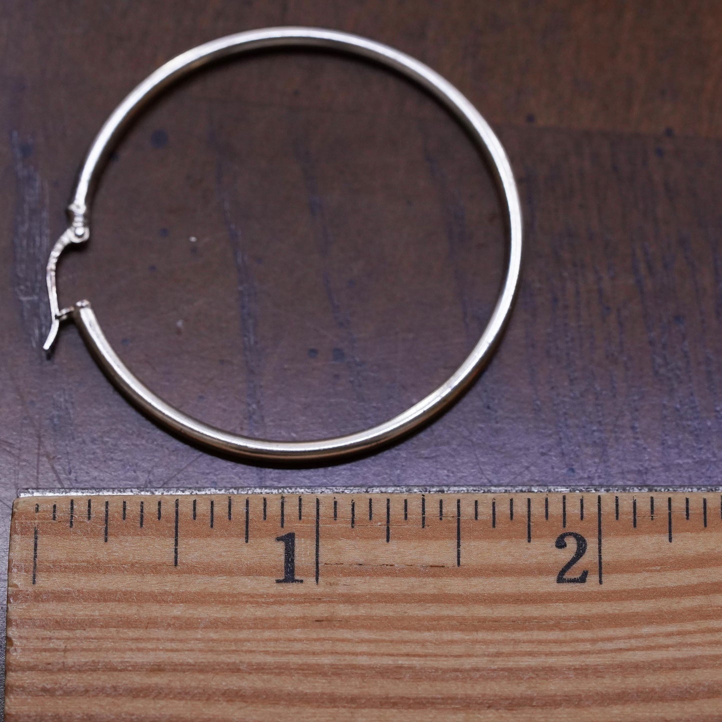 1.75", Vintage sterling silver loop single earring, thin hoop
