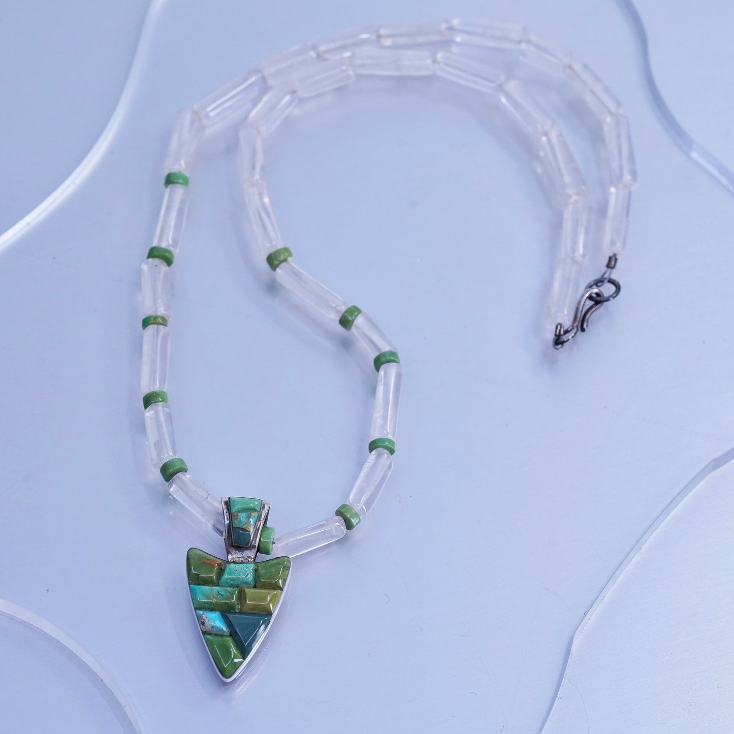 16” Navajo Native American Richard Begay Sterling 925 silver necklace turquoise
