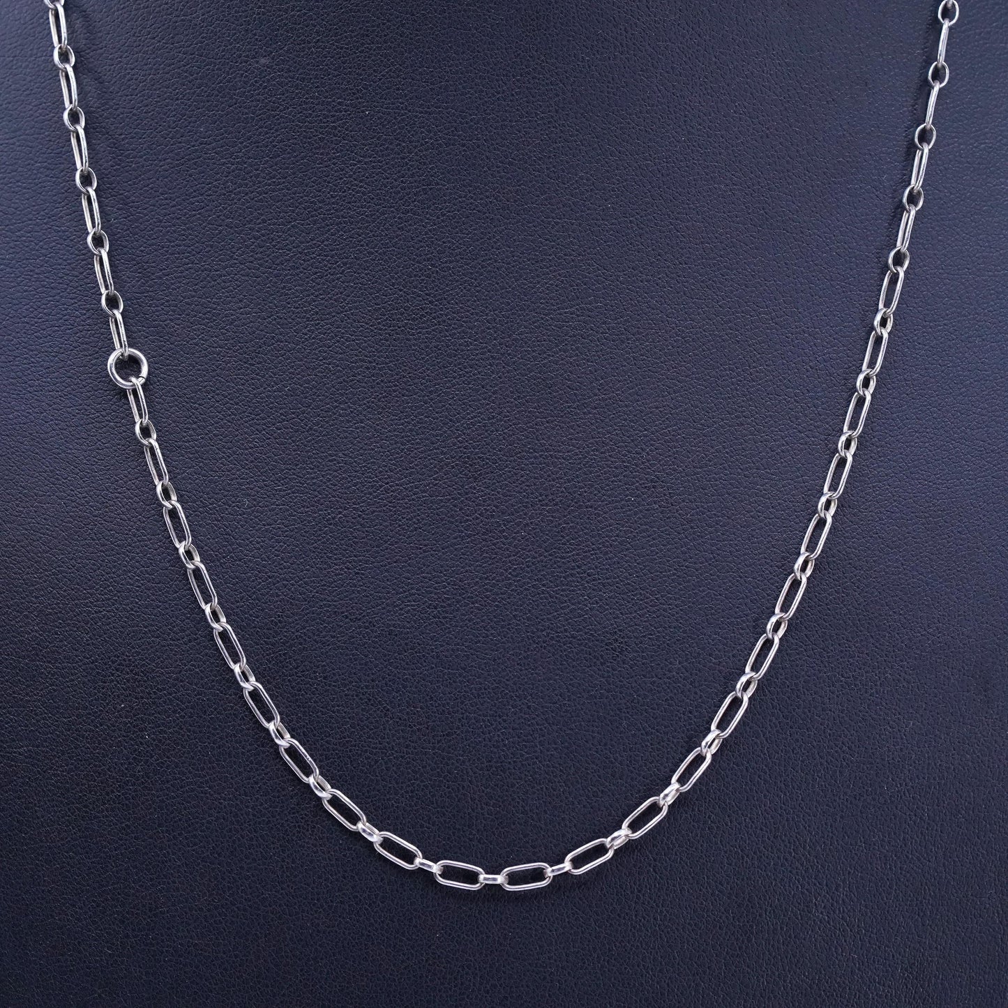 20” 3mm, vintage Sterling 925 silver elongated chain necklace