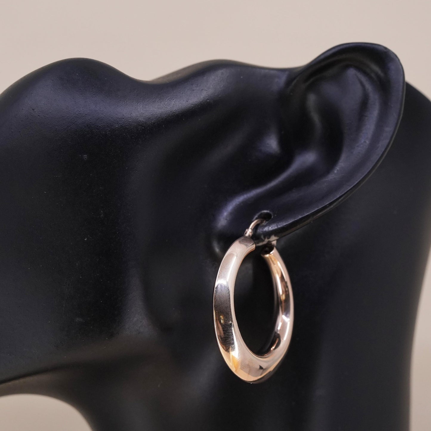 1.5", Italian vermeil gold over sterling 925 silver single earring, hoop