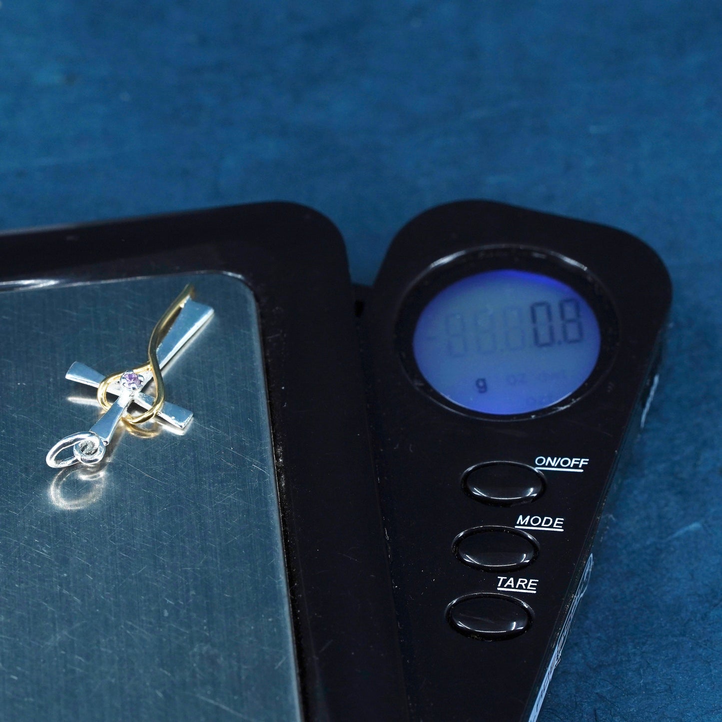 two tone Sterling silver prayer pendant, 925 cross with gold heart and pink cz